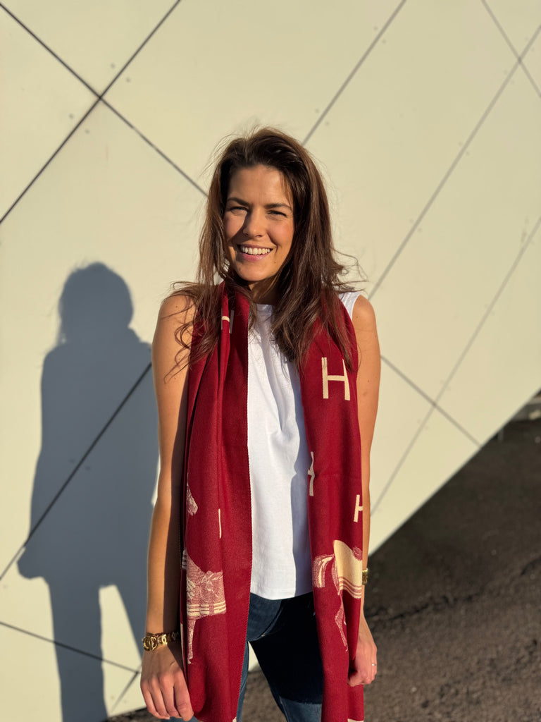 Endless skjerf Horse Burgunder/offwhite