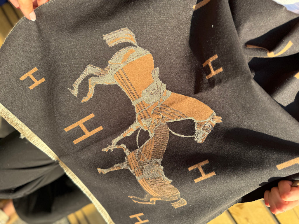 Endless skjerf horse sort/brun