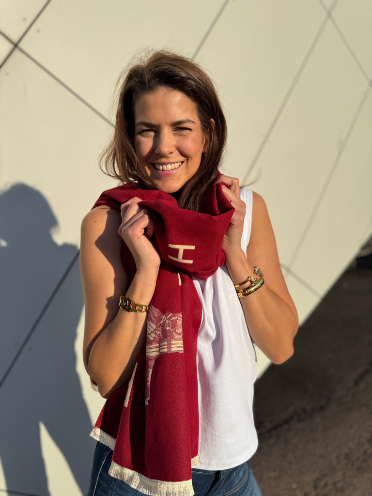 Endless skjerf Horse Burgunder/offwhite