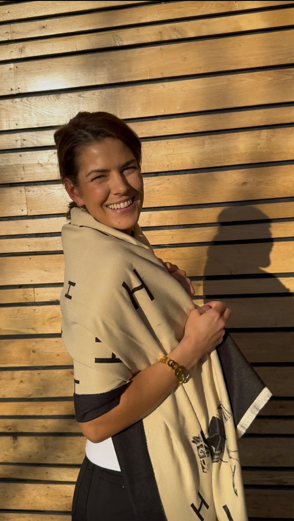 Endless skjerf Horse sort/offwhite