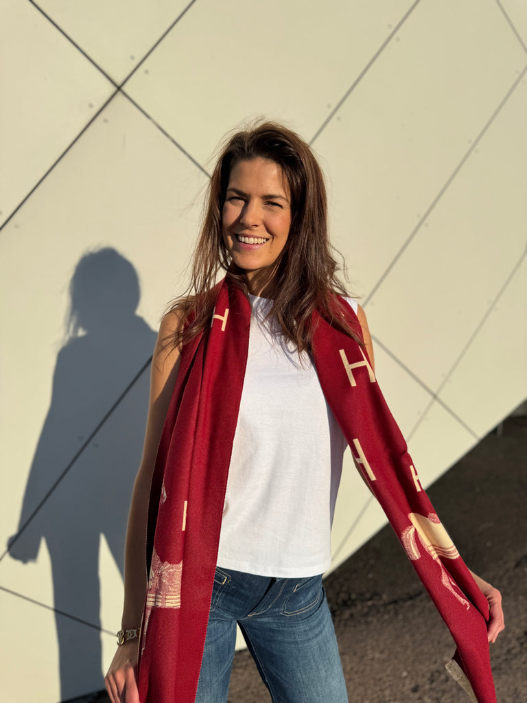 Endless skjerf Horse Burgunder/offwhite