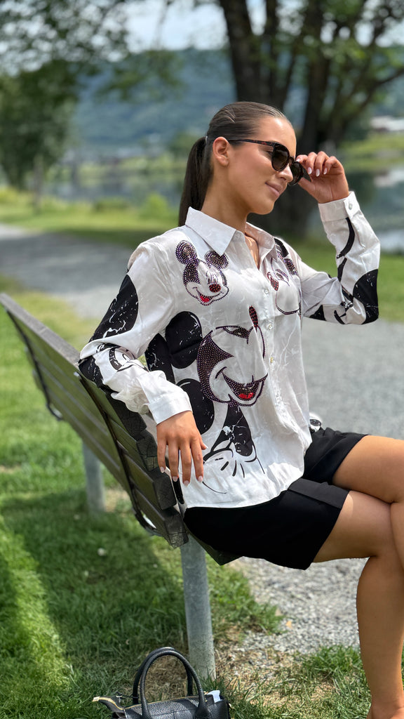 Mickey Satin skjorte sand