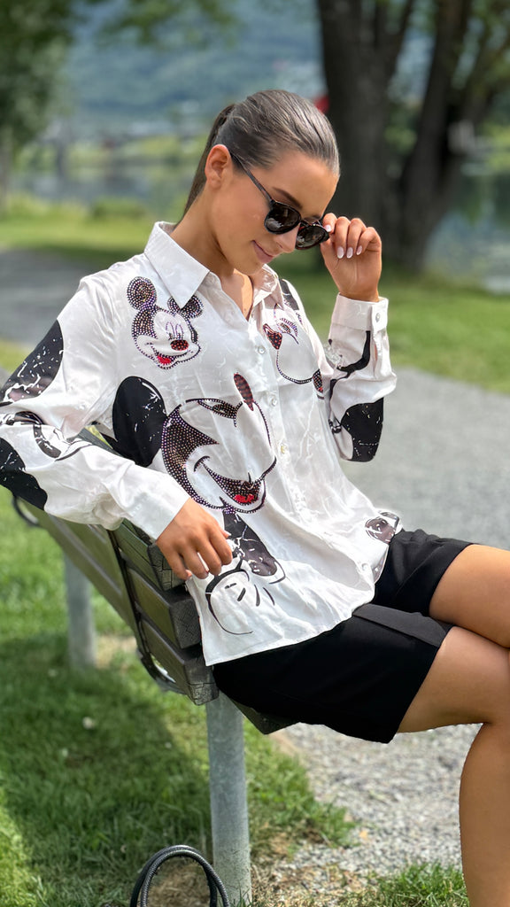 Mickey Satin skjorte sand