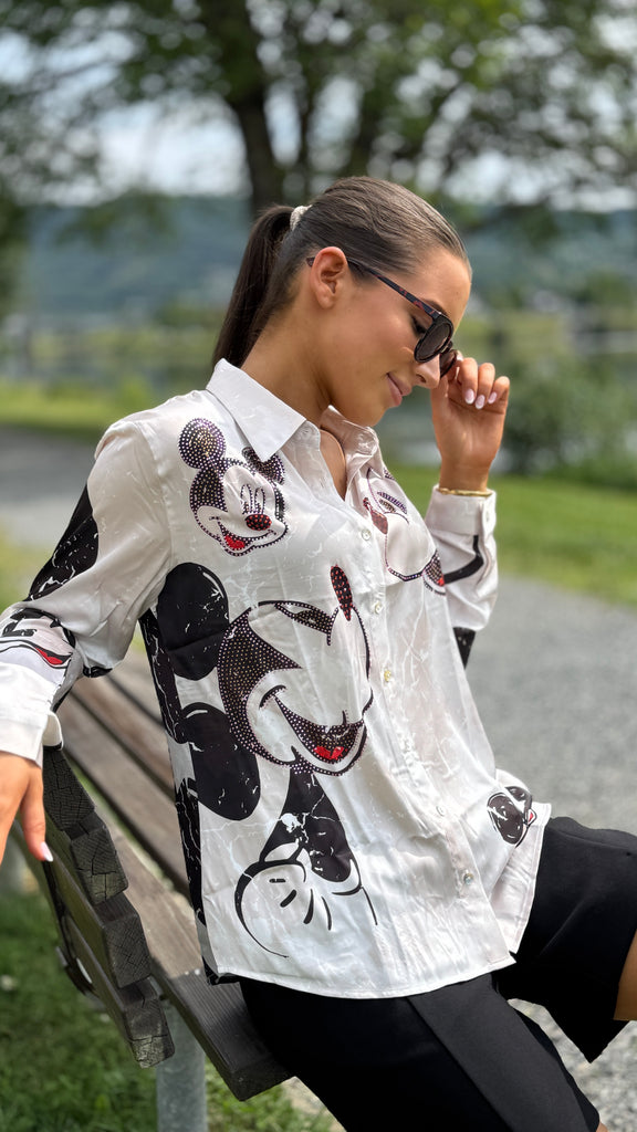 Mickey Satin skjorte sand