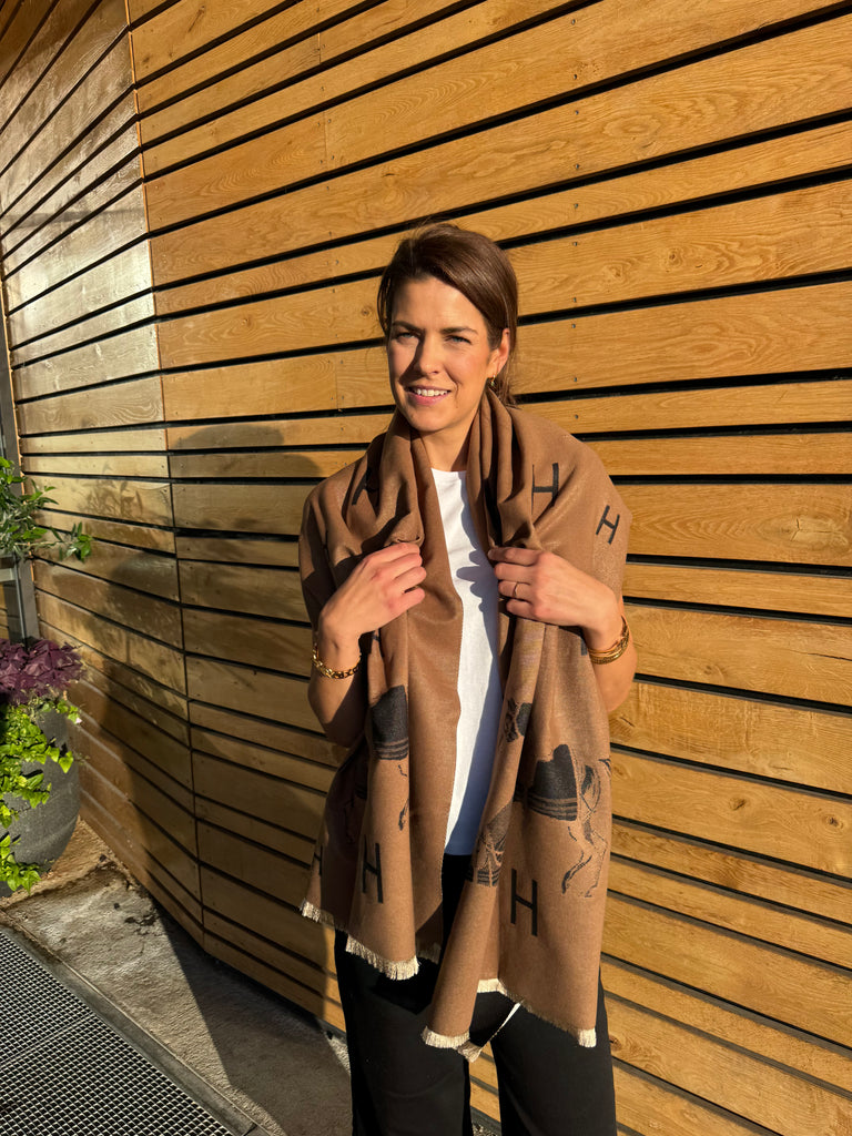 Endless skjerf horse sort/brun