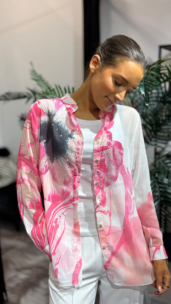 Pink BlossomBlack bluse