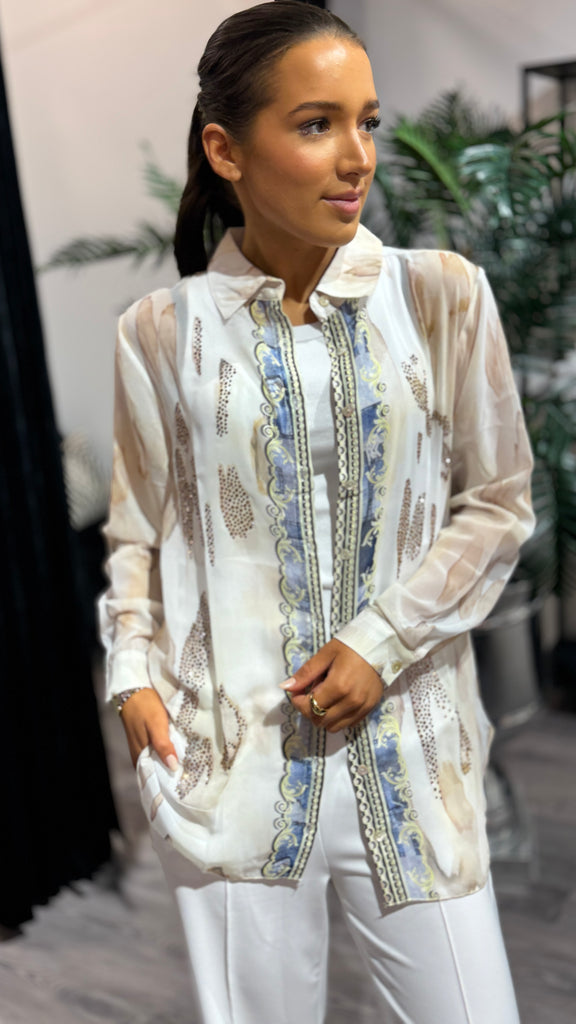 Blue ClassyStripe bluse