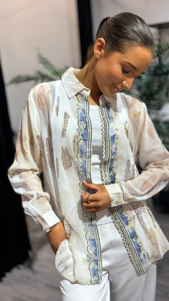 Blue ClassyStripe bluse