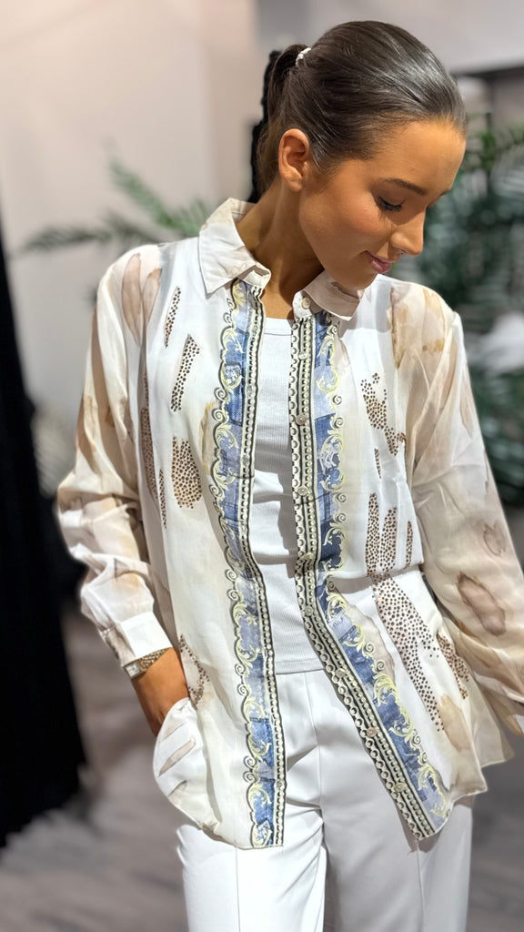 Blue ClassyStripe bluse