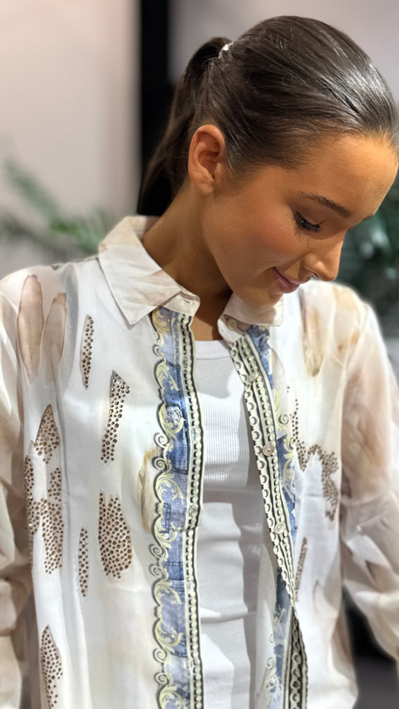 Blue ClassyStripe bluse