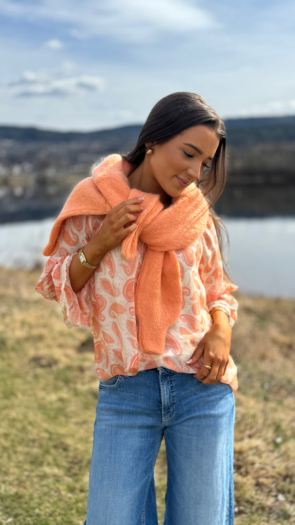 Flower silkebluse orange