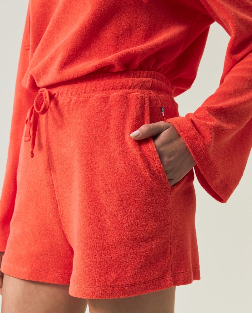 Shorts i bomullsfrotté orange/offwhite