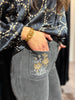 Le Coco Gråsort jeans m/broderi på frontlommer
