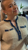 Strikket genser m/jeans detaljer beige