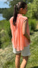 Qnuz ermløs bluse flower orange