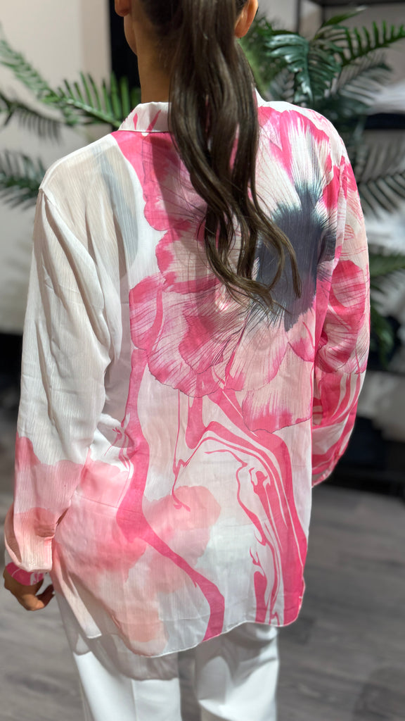 Pink BlossomBlack bluse