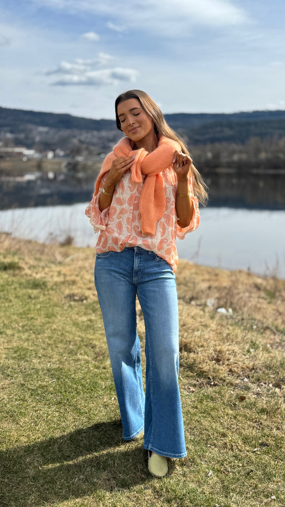 Flower silkebluse orange