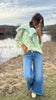 Flower silkebluse green