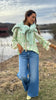 Flower silkebluse green