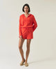 Shorts i bomullsfrotté orange/offwhite