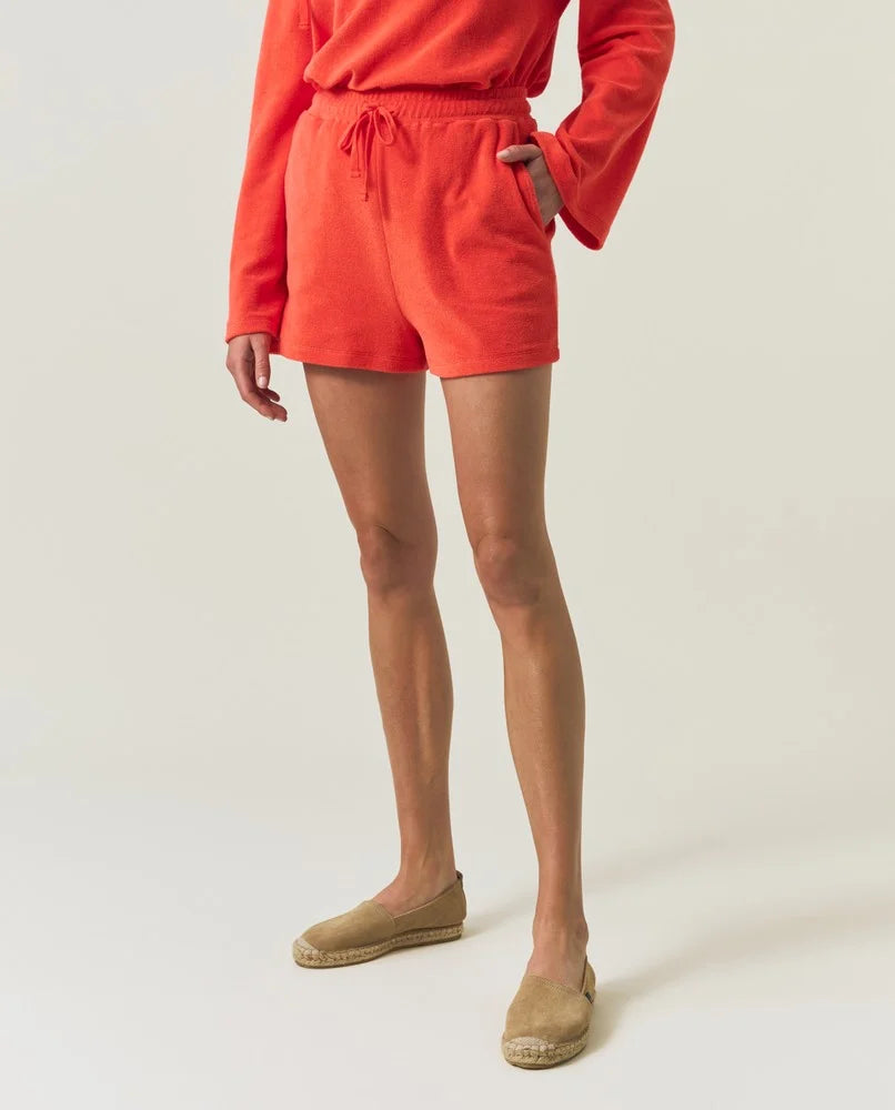 Shorts i bomullsfrotté orange/offwhite